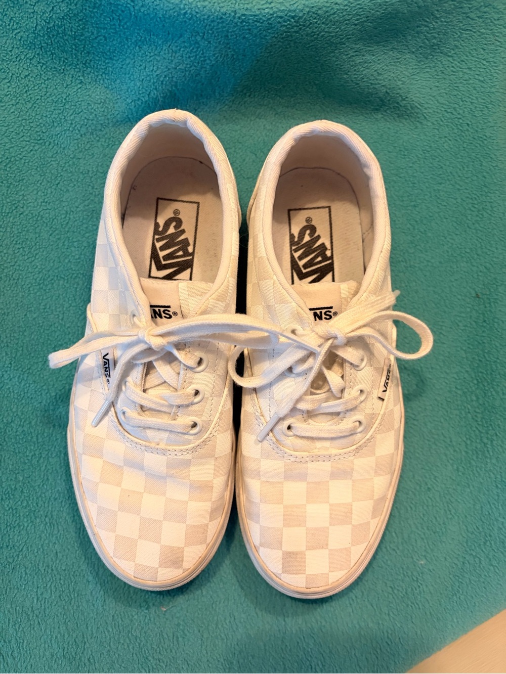 Vans White Checkerboard Lace-Up Sneakers